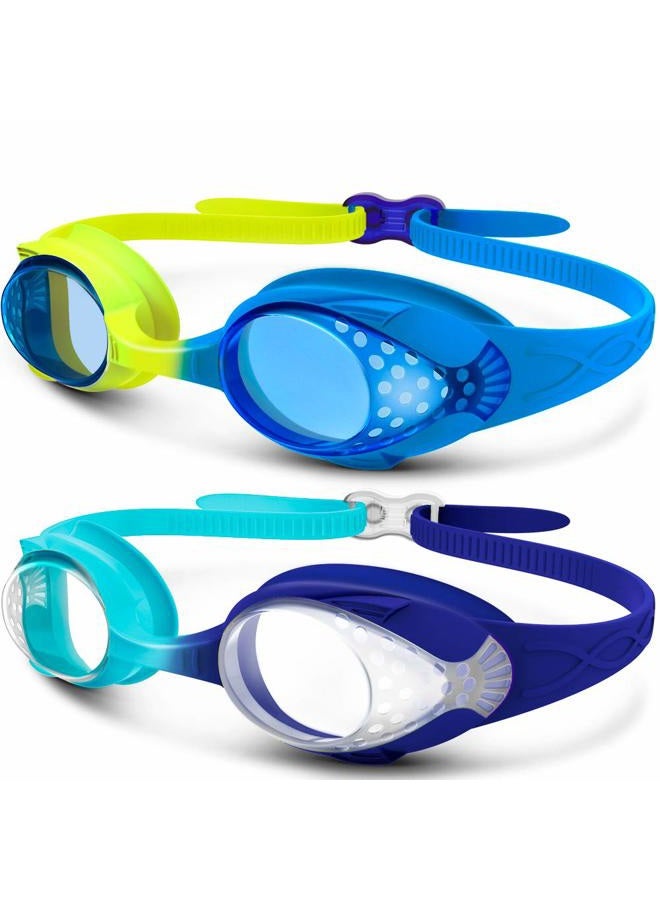 OutdoorMaster Kids Swim Goggles 2 Pack - Quick Adjustable Strap Swimming Goggles for Kids - A - Image 1