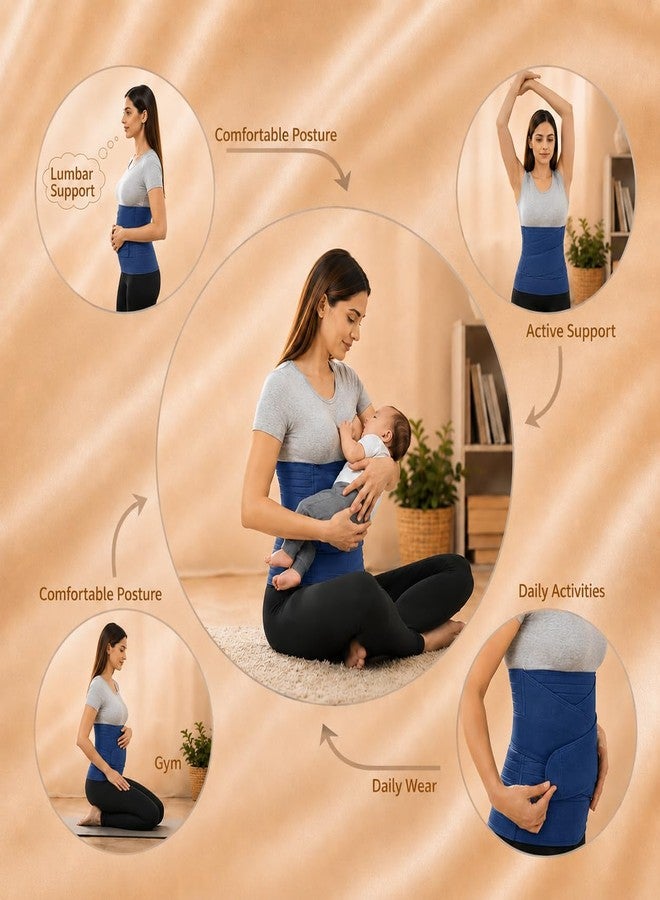 DOLTAS 3-in-1 Post Pregnancy Belt for Women | Postpartum Abdominal & Pelvic Support Belt | C-Section Recovery Belly Wrap for Waist Tummy Compression | Adjustable Maternity Belt Free Size (Navy Blue) - Image 5