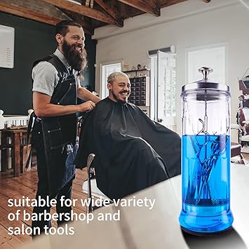 ZIBARBER جرّة تعقيم زيبربر زجاجية 50 أونصة كبيرة لجرّات التعقيم لأدوات المانيكير والبيديكير وأدوات الحلاقين - Image 5