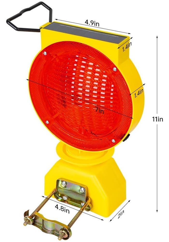 NPKRRSK Solar Industrial Warning Lights - Wireless Waterproof Rechargeable Safety Barricade Lights with 2-Sided Amber LED for Road Construction and Vehicle Emergency (Red) - Image 2