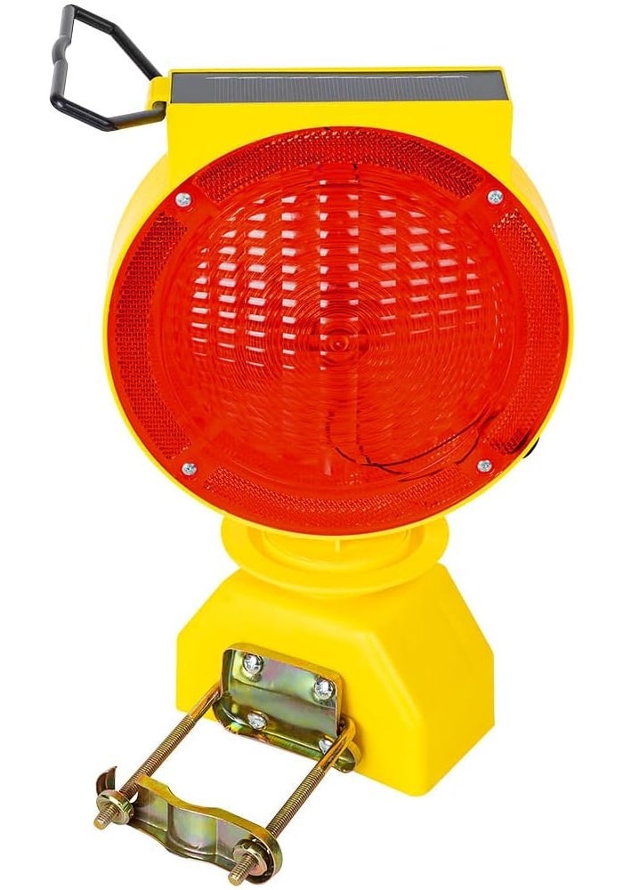NPKRRSK Solar Industrial Warning Lights - Wireless Waterproof Rechargeable Safety Barricade Lights with 2-Sided Amber LED for Road Construction and Vehicle Emergency (Red) - Image 1