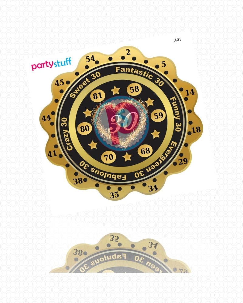 PartyStuff Tambola Housie - Golden Black 30th Anniversary kukuba (12 Piece) - Image 2