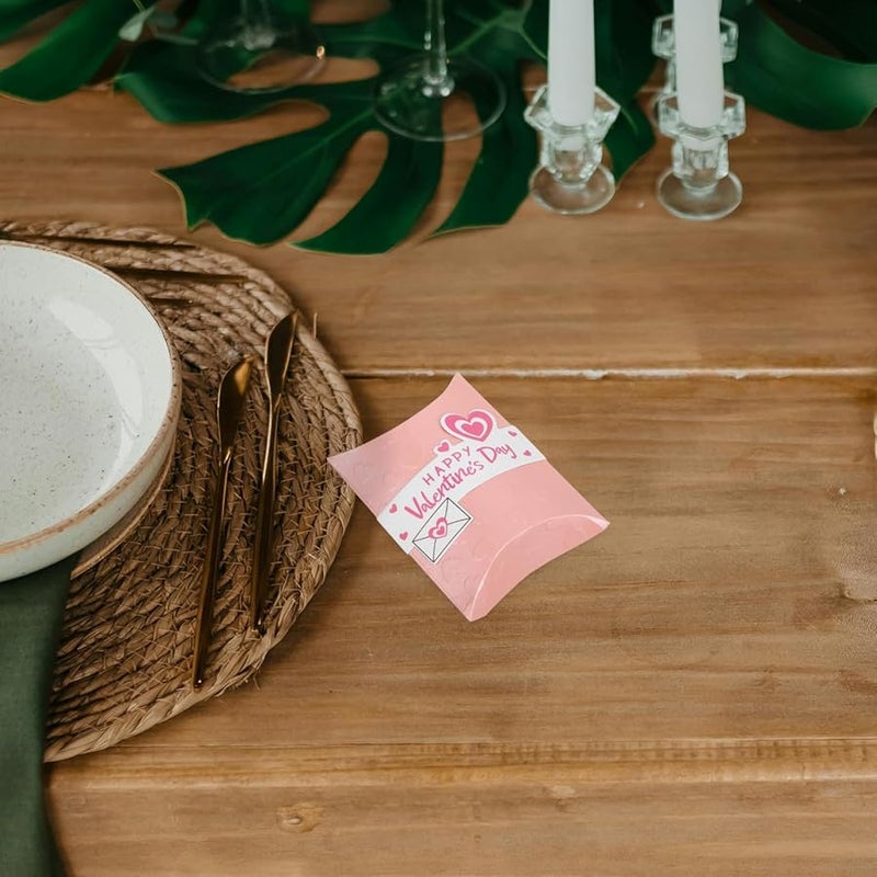 صناديق كرافت الوسادة للحلوى 10 قطع لتغليف تذكارات حفلات الزفاف وعيد الحب - Image 5