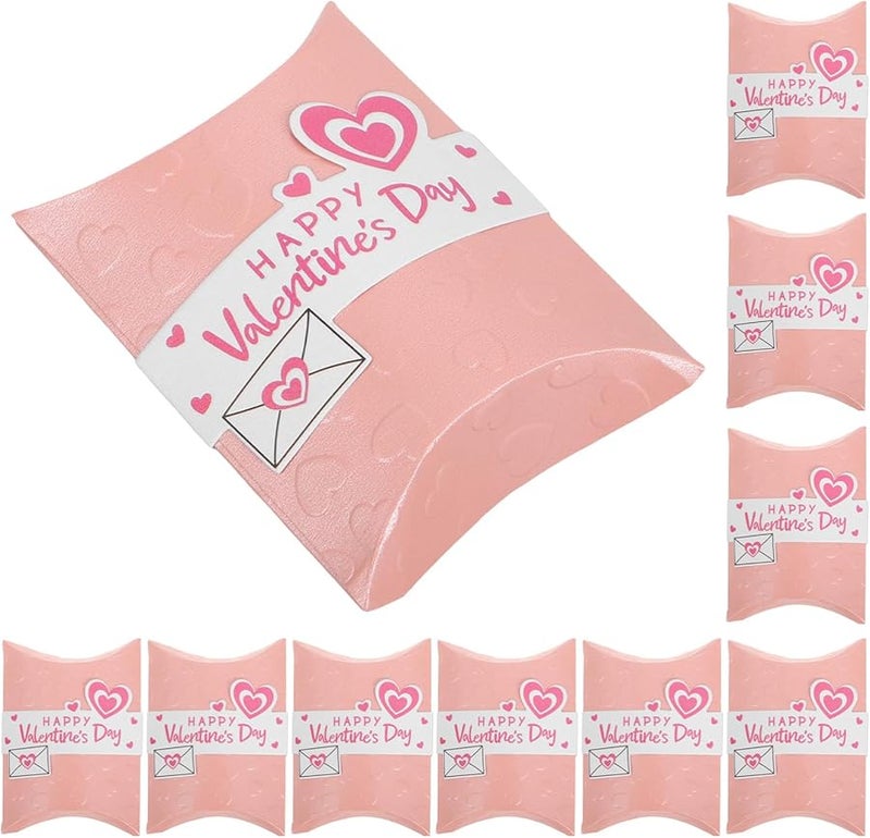 صناديق كرافت الوسادة للحلوى 10 قطع لتغليف تذكارات حفلات الزفاف وعيد الحب - Image 2