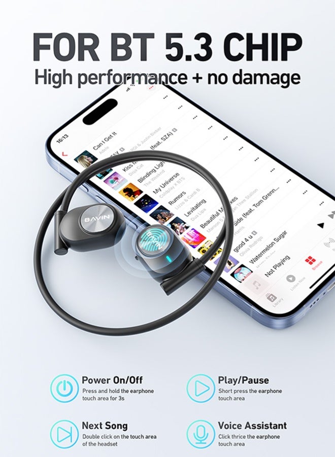 Bavin FreePods 4 TWS True Wireless Earbuds, Bluetooth 5.3 Headphones Touch Control 8h Playtime, IPX5 Waterproof Hi-Fi Stereo Sound Noise Reduction Sport In-Ear Headphones For iPhone, Android And More - Image 3