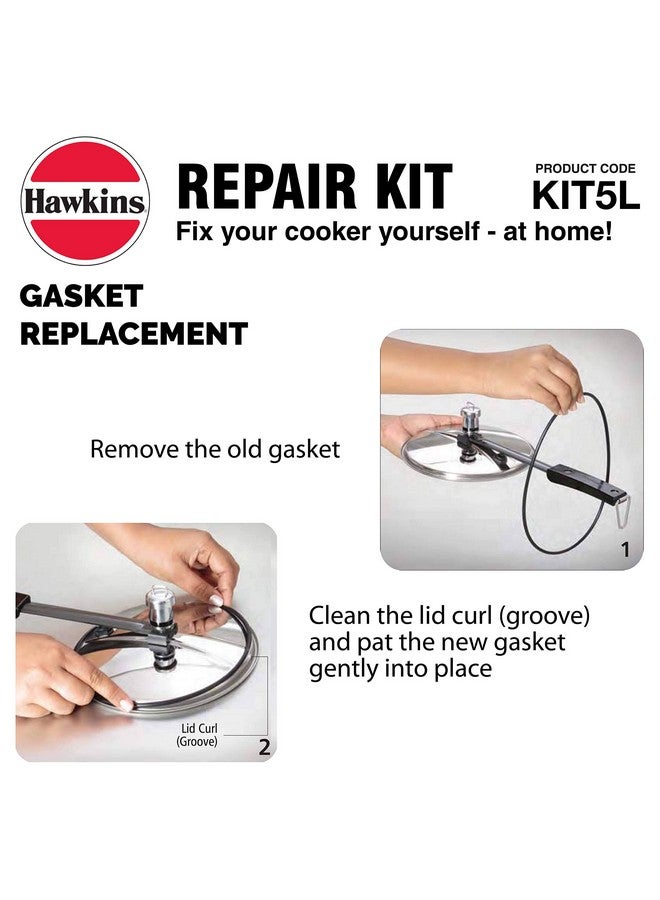 Hawkins Plastic Pressure Cooker Repair Kit With Cooker Gasket, Safety Valve, Body Handles And Spanner (Kit5L), Black Standard, 5 Liter - Image 5