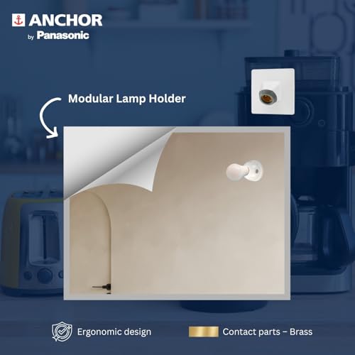 anchor by panasonic 240V 6A Modular Angle Lamp Holder (White, 39935) - Image 3