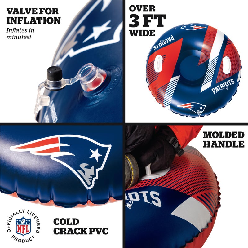 بيج ماوث ألعاب BigMouth New England Patriots NFL Fan Gear للأماكن الخارجية مرخصة رسميًا - أنبوب ثلج قابل للنفخ بمقابض - Image 3