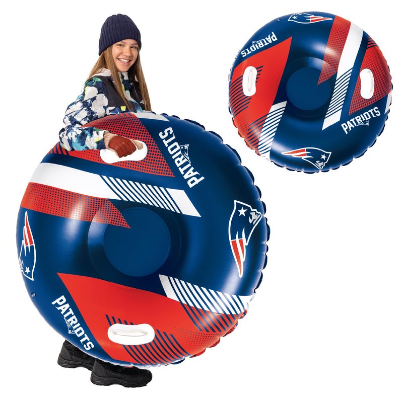 بيج ماوث ألعاب BigMouth New England Patriots NFL Fan Gear للأماكن الخارجية مرخصة رسميًا - أنبوب ثلج قابل للنفخ بمقابض - Image 1