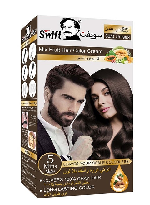 Swift Permanent Ammonia free Hair Color Mix Fruit in Multi-Color Shades 100×2 Dark Brown - Swift