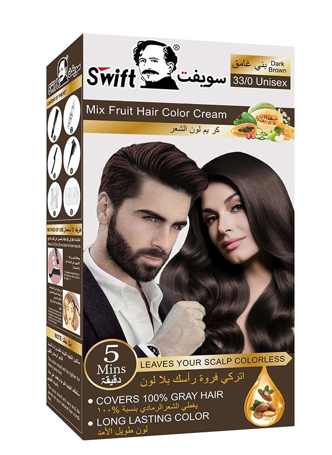 Swift Swift Permanent Ammonia free Hair Color Mix Fruit in Multi-Color Shades 100×2 Dark Brown - Swift 