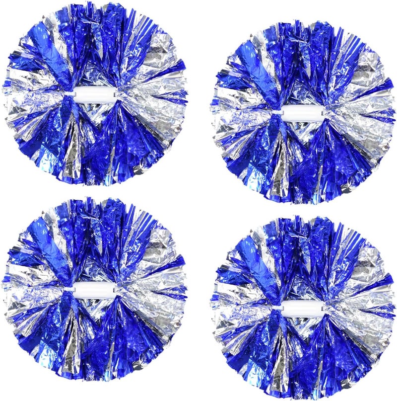 CREATIEE-PRO 4Pcs Metallic Cheerleading Pom Poms, Creatiee 2 Pair Cheerleader Cheering Squad Pompoms for School Sports Dance Games Team Spirit Cheer - Image 1