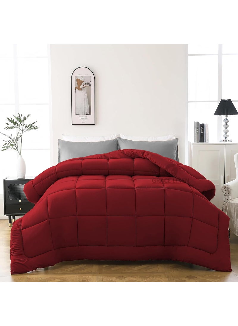 Grace Linen Grace Linen 600 GSM Heavy Winter Comforter Single Size 60X90 Microfiber Super Soft Fluffy for Winter Blanket ComforterRajaiDuvet Single Size Burgundy Color 
