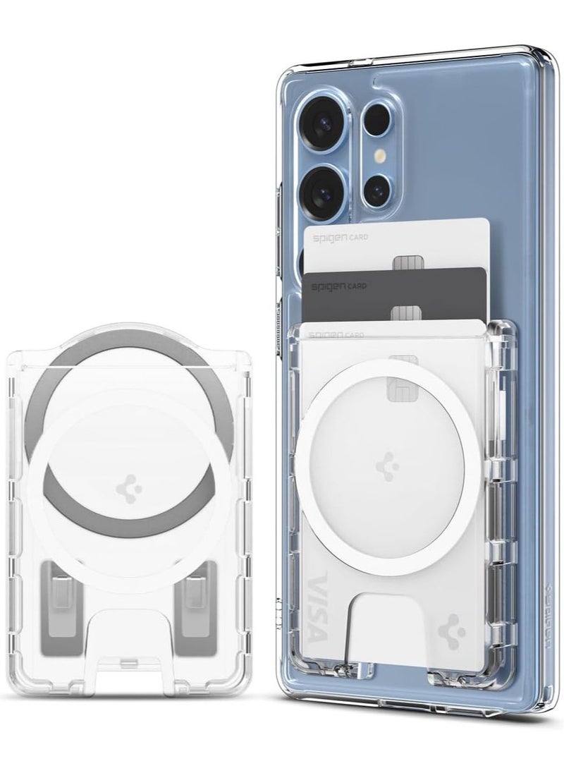 Spigen Ultra Hybrid (MagFit+) Dual Side Magnetic MagSafe Wallet Card Holder [3 Cards] for Samsung Galaxy S25 series with Magnetic Case only & MagSafe iPhone 16/15/14/13/12 Models - Crystal Clear  - Image 1