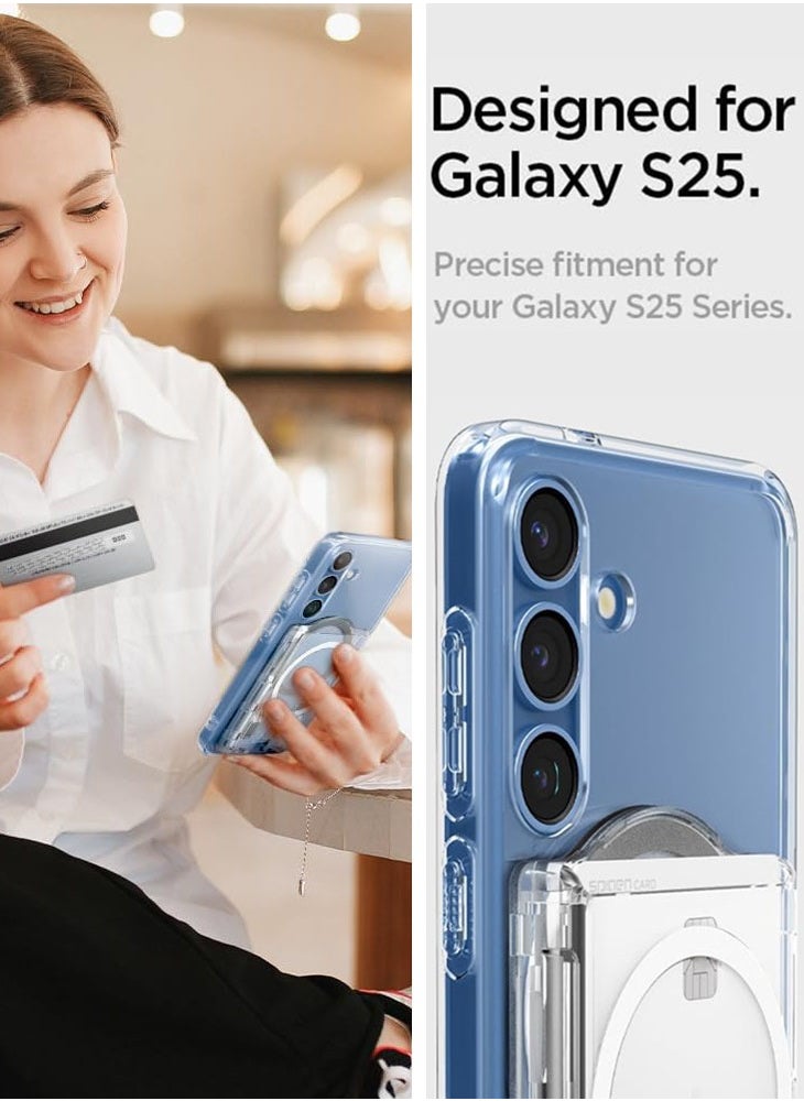Spigen Ultra Hybrid (MagFit+) Dual Side Magnetic MagSafe Wallet Card Holder [3 Cards] for Samsung Galaxy S25 series with Magnetic Case only & MagSafe iPhone 16/15/14/13/12 Models - Crystal Clear  - Image 3