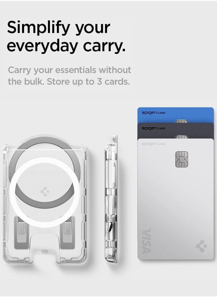 Spigen Ultra Hybrid (MagFit+) Dual Side Magnetic MagSafe Wallet Card Holder [3 Cards] for Samsung Galaxy S25 series with Magnetic Case only & MagSafe iPhone 16/15/14/13/12 Models - Crystal Clear  - Image 4