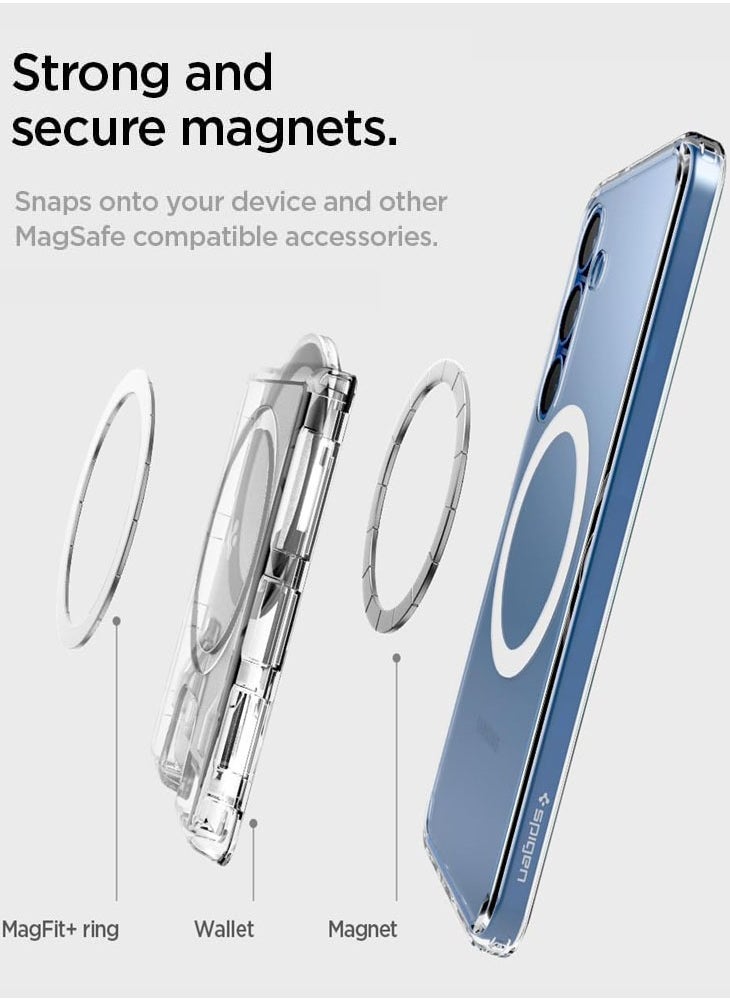 Spigen Ultra Hybrid (MagFit+) Dual Side Magnetic MagSafe Wallet Card Holder [3 Cards] for Samsung Galaxy S25 series with Magnetic Case only & MagSafe iPhone 16/15/14/13/12 Models - Crystal Clear  - Image 5