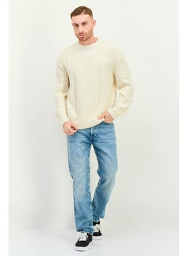 GANT Men Crew Neck Knitted Sweater, Cream  - Image 4