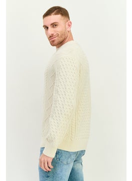 GANT Men Crew Neck Knitted Sweater, Cream  - Image 2