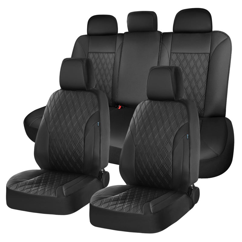 FLORICH Car Seat Covers Full Set, Leather Seat Covers for Cars, Car Seat Protector Waterproof Breathable, Universal Automotive Seat Covers, Front and Rear Car Seat Cover Fit for Most Sedans SUV Truck - Image 1