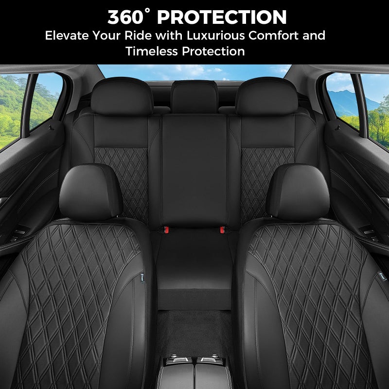 FLORICH Car Seat Covers Full Set, Leather Seat Covers for Cars, Car Seat Protector Waterproof Breathable, Universal Automotive Seat Covers, Front and Rear Car Seat Cover Fit for Most Sedans SUV Truck - Image 5