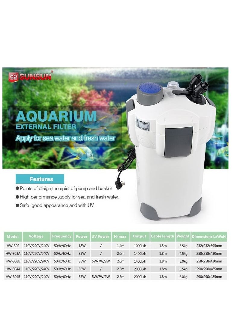 Sunsun HW-303B External Canister Filter with UV Sterilizer Light
