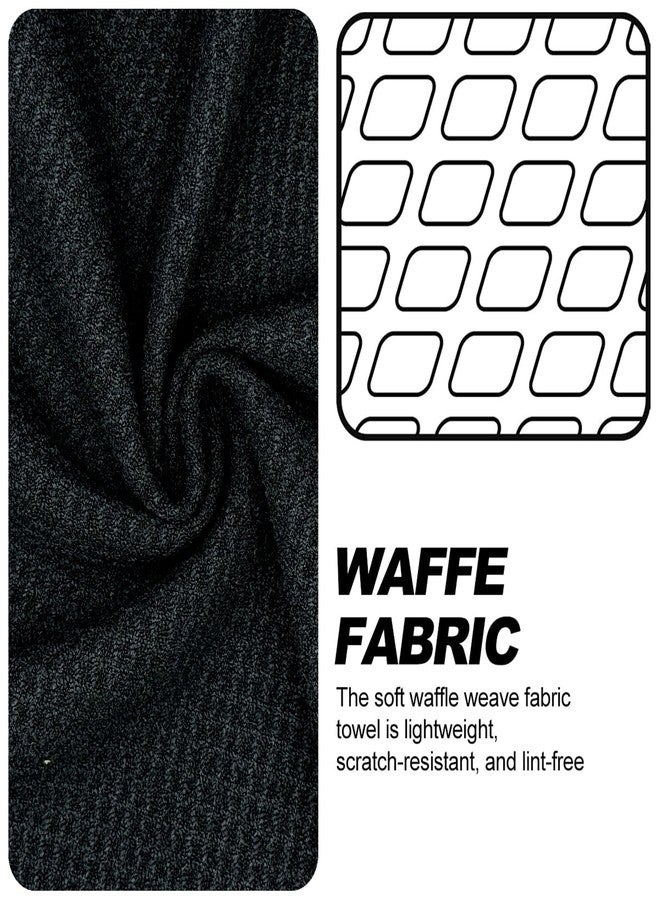 MAGOLFIN Small Magnetic Golf Towel with Clip, Microfiber Waffle Design - Industrial Strength Magnet for Glof Balls, Golf Bags, Carts Clubs - Black - Image 2