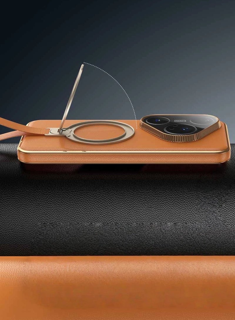 general Magnetic Case for Huawei Pura 80 Pro/Pro+, Premium Leather Case with Hand Strap Wristband, 360° Rotatable Ring Stand Shockproof Back Cover with Lens Protector - Image 3