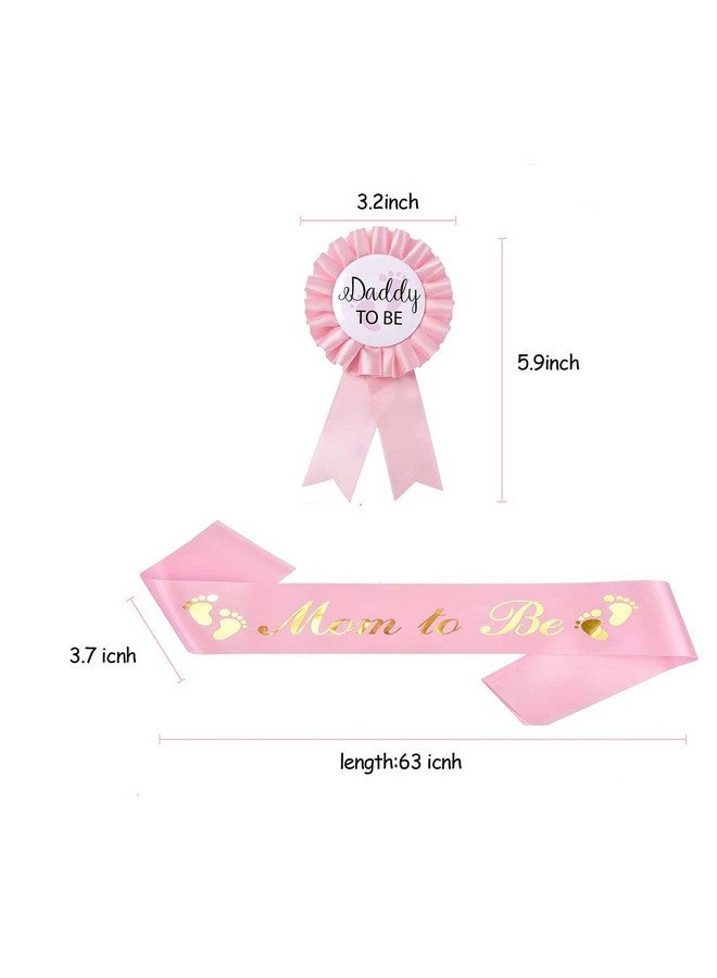 Akebrog Baby Shower Mom To Be Sash And Tinplate Badge Daddy To Be Combo Kit,Baby Gender Reveal Party Gifts (Light Pink) - Image 2