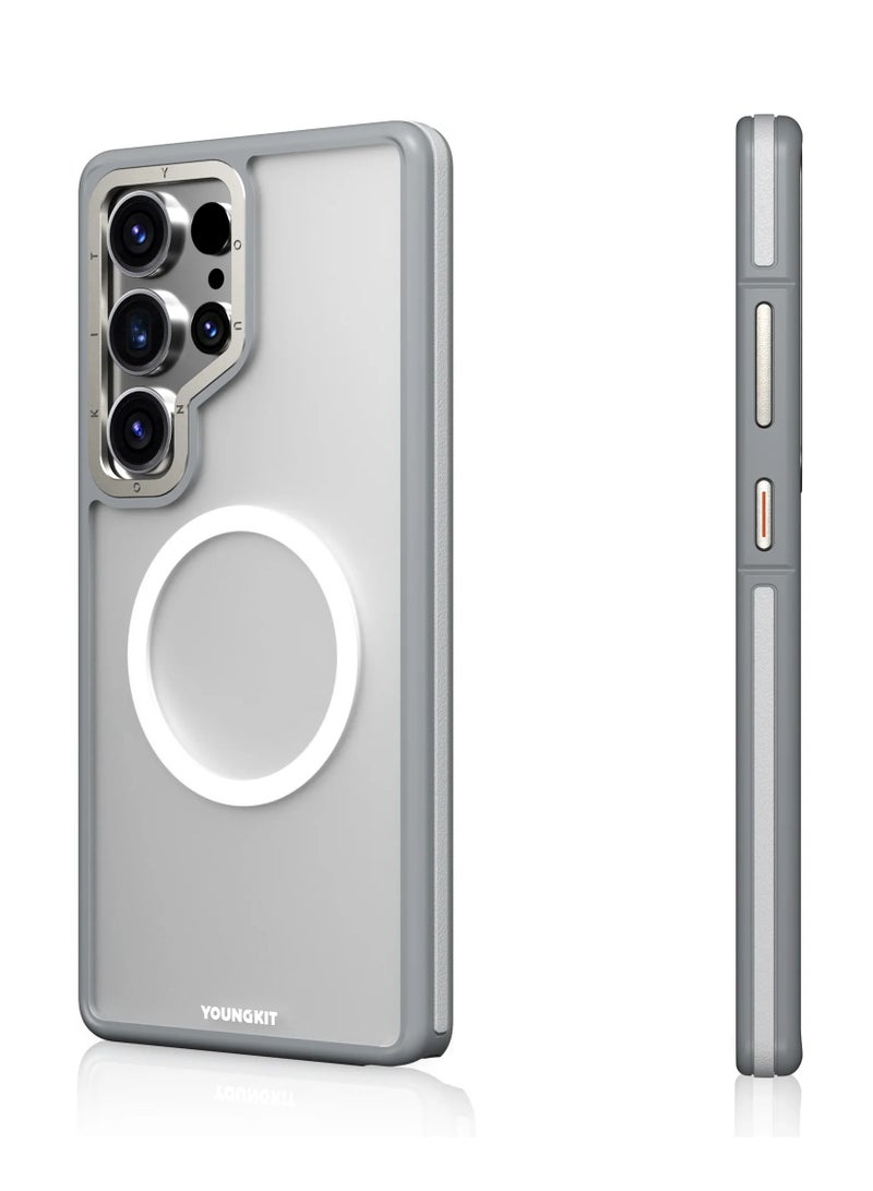 YOUNG KIT Rock Sand Soft Touch Case for Samsung Galaxy S25 Ultra – Grey | Exquisite Minimalist Protective Cover - Image 2