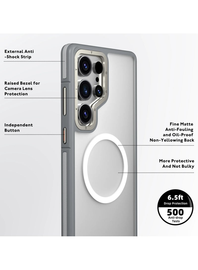 YOUNG KIT Rock Sand Soft Touch Case for Samsung Galaxy S25 Ultra – Grey | Exquisite Minimalist Protective Cover - Image 3