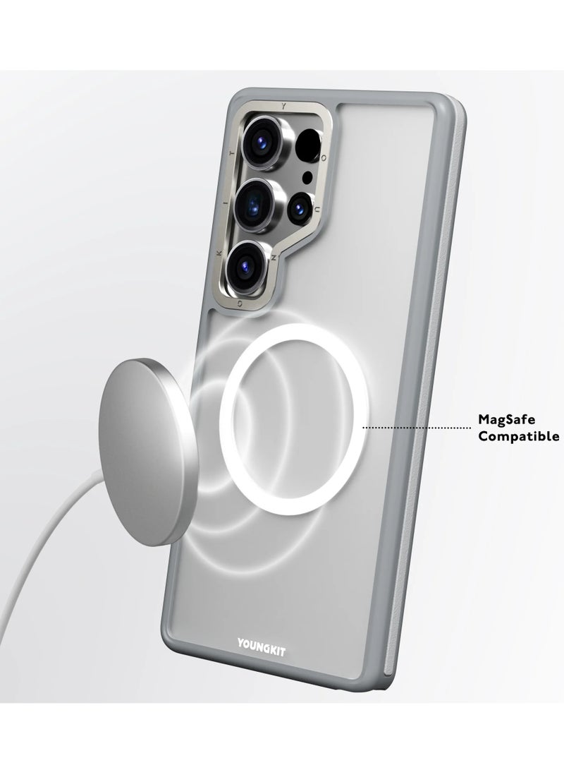 YOUNG KIT Rock Sand Soft Touch Case for Samsung Galaxy S25 Ultra – Grey | Exquisite Minimalist Protective Cover - Image 4