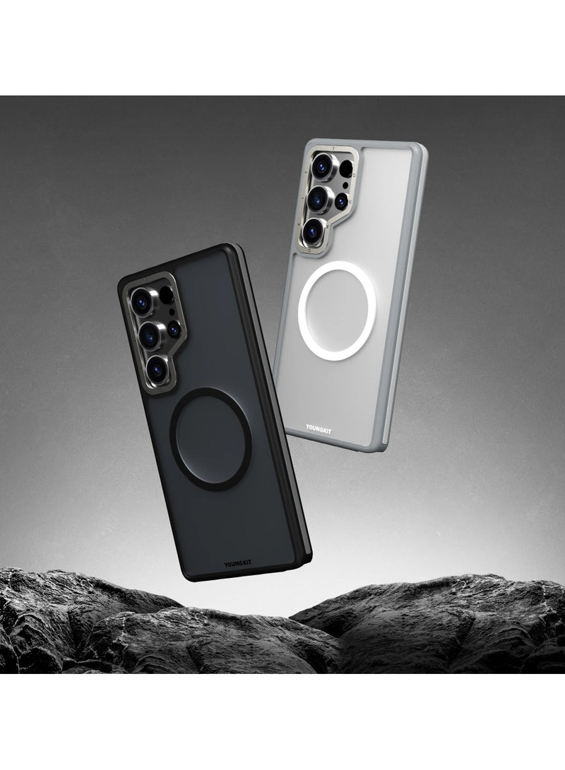 YOUNG KIT Rock Sand Soft Touch Case for Samsung Galaxy S25 Ultra – Grey | Exquisite Minimalist Protective Cover - Image 5