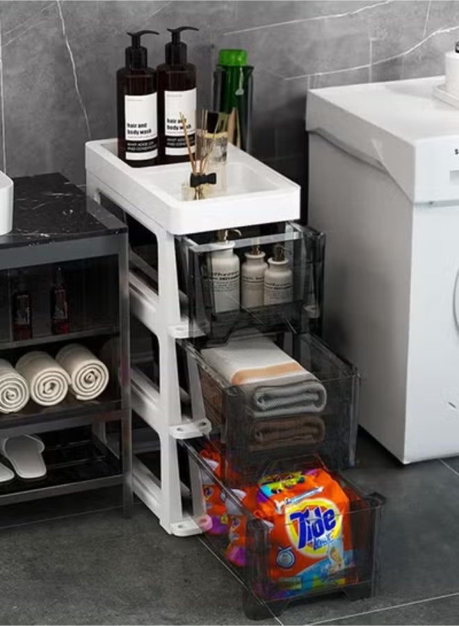 Beauenty 3 Layers Plastic Drawers Storage Cabinet With Wheel Storage Drawers for Closets Bedroom Hallway Bathroom - Image 4