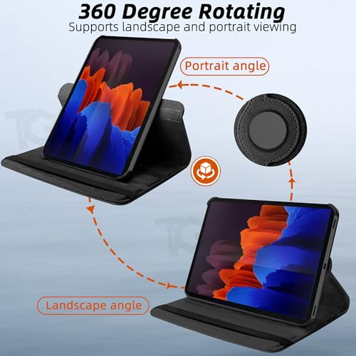 TGK Rotating Cover for Samsung Galaxy Tab S7 11 inch SM-T870 SM-T875 Black 360 Degree Leather Flip Case - Image 4