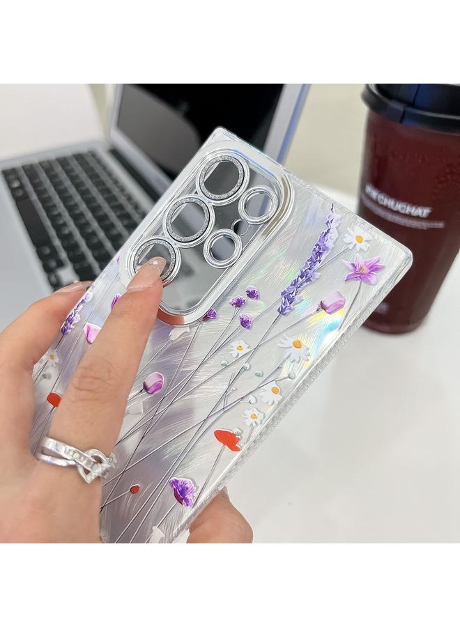 اس-توب جراب لهاتف Samsung Galaxy S24 FE 5G جراب هاتف TPU بنقشة زهور مطلية بالكهرباء - Image 5