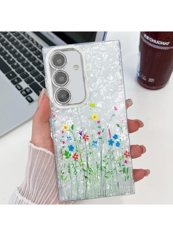 اس-توب جراب لهاتف Samsung Galaxy S24 FE 5G جراب هاتف TPU بنقشة زهور مطلية بالكهرباء - Image 1