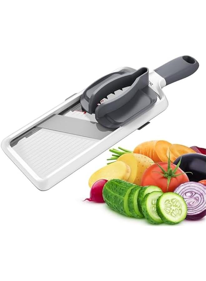 Arabest Adjustable Stainless Steel Blade Handheld Mandoline Slicer for Quick Fruit and Vegetable Slicing, Comfortable Grip and Easy to Clean, Ideal for Speedy Meal Prep (Gray)  - Image 1