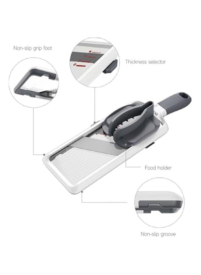 Arabest Adjustable Stainless Steel Blade Handheld Mandoline Slicer for Quick Fruit and Vegetable Slicing, Comfortable Grip and Easy to Clean, Ideal for Speedy Meal Prep (Gray)  - Image 2