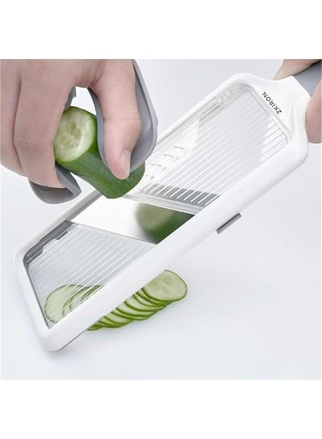 Arabest Adjustable Stainless Steel Blade Handheld Mandoline Slicer for Quick Fruit and Vegetable Slicing, Comfortable Grip and Easy to Clean, Ideal for Speedy Meal Prep (Gray)  - Image 3