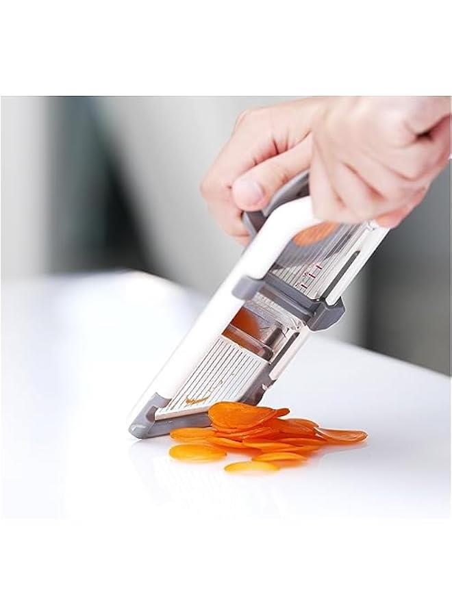 Arabest Adjustable Stainless Steel Blade Handheld Mandoline Slicer for Quick Fruit and Vegetable Slicing, Comfortable Grip and Easy to Clean, Ideal for Speedy Meal Prep (Gray)  - Image 4