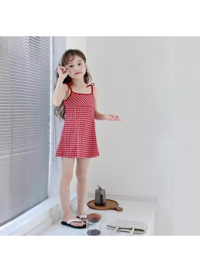 Children's Skirt Summer New Girl's Plaid Slip Skirt Little Girl's Baby Spice Girl Style Dress Girl's Skirt Children's Wear 