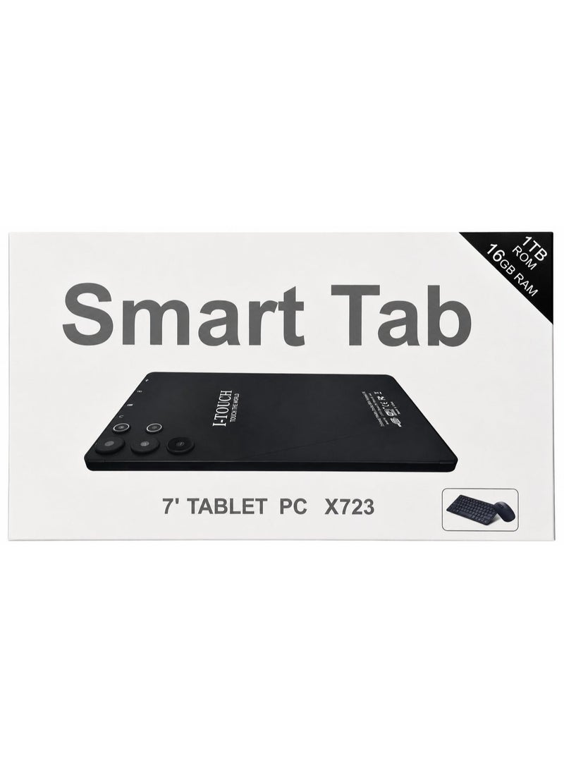 I-TOUCH X723 7 Inch Smart Tablet PC Android 13 | 1TB ROM + 16GB RAM | 5G WiFi | Quad/8-Core Processor | 5000mAh Battery | Keyboard, Mouse & Accessories Included | Black - Image 1