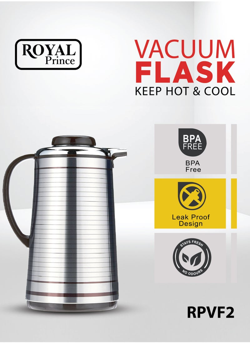 ROYAL PRINCE - Vacuum Flask 1.3 Liter Black & Silver Color RPVF2 - Image 1