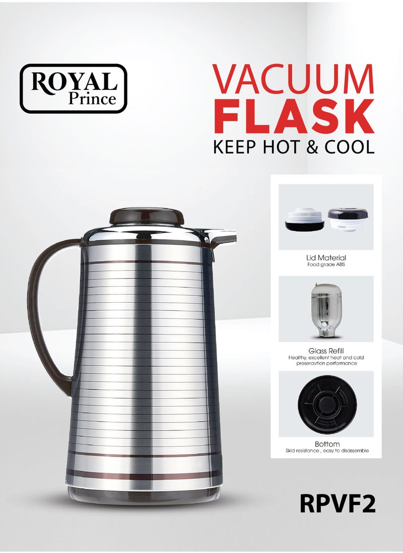 ROYAL PRINCE - Vacuum Flask 1.3 Liter Black & Silver Color RPVF2 - Image 1