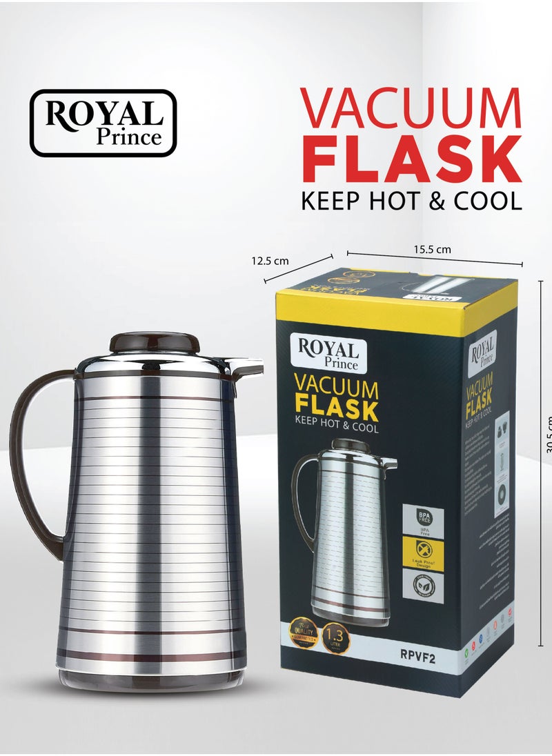 ROYAL PRINCE - Vacuum Flask 1.3 Liter Black & Silver Color RPVF2 - Image 1