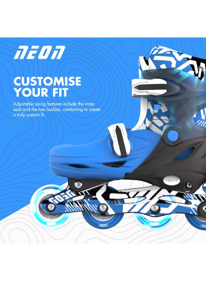 Neon Combo Skates (Size 12-2) Goteki Blue Durable, Comfortable Inline Skates with Adjustable Fit, Smooth Bearings, Bright Neon Design for Kids & Teens, Perfect for Beginners & Outdoor Fun | NC46B4 - Image 2