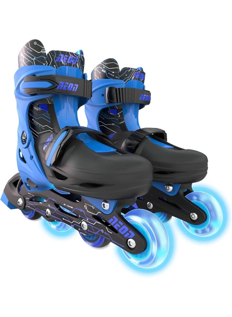 نيون كومبو سكيتس (المقاس 12-2) أحذية تزلج إنلاين مريحة مع ملاءمة قابلة للتعديل، محامل سلسة، تصميم نيون ساطع للأطفال والمراهقين، مثالية للمبتدئين والمرح في الهواء الطلق | NC46B4 - Image 1