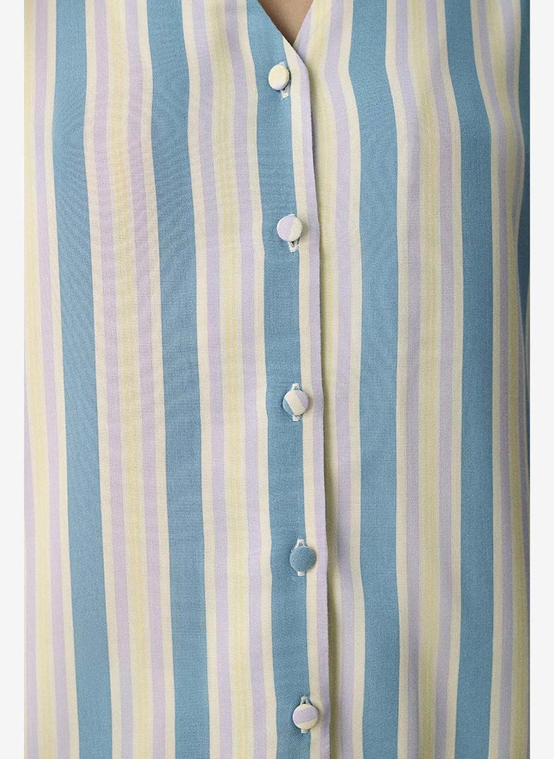 Penti Women Ella Striped Short Sleeve Trousers Blue Set - Image 4