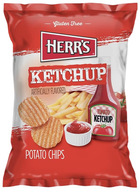 HERR'S Herrs Ketchup Ripple Potato Chips Sample Pack Pack of 12 1 Ounce Bags  Bold and Tangy KetchupFlavored Chips  Fun for Snacking and Sharing - Image 5